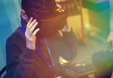 student with a vr headset